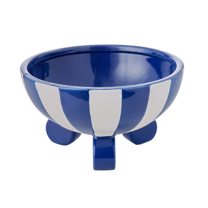Amalfi blue & white striped footed bowl