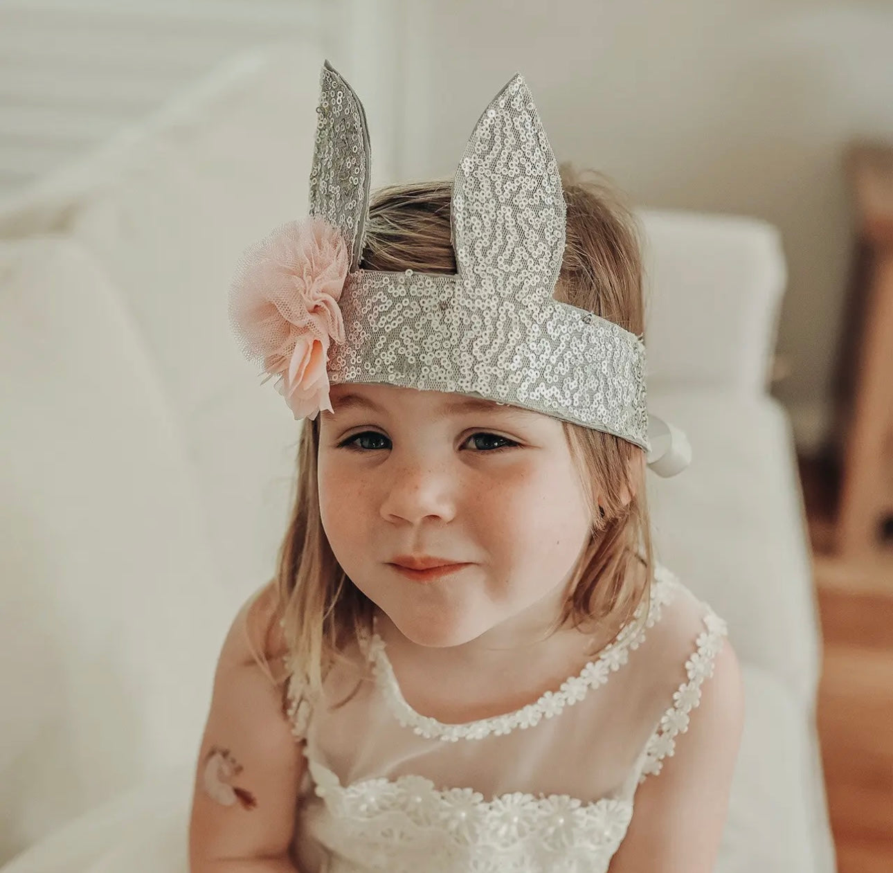 Sequin bunny crown