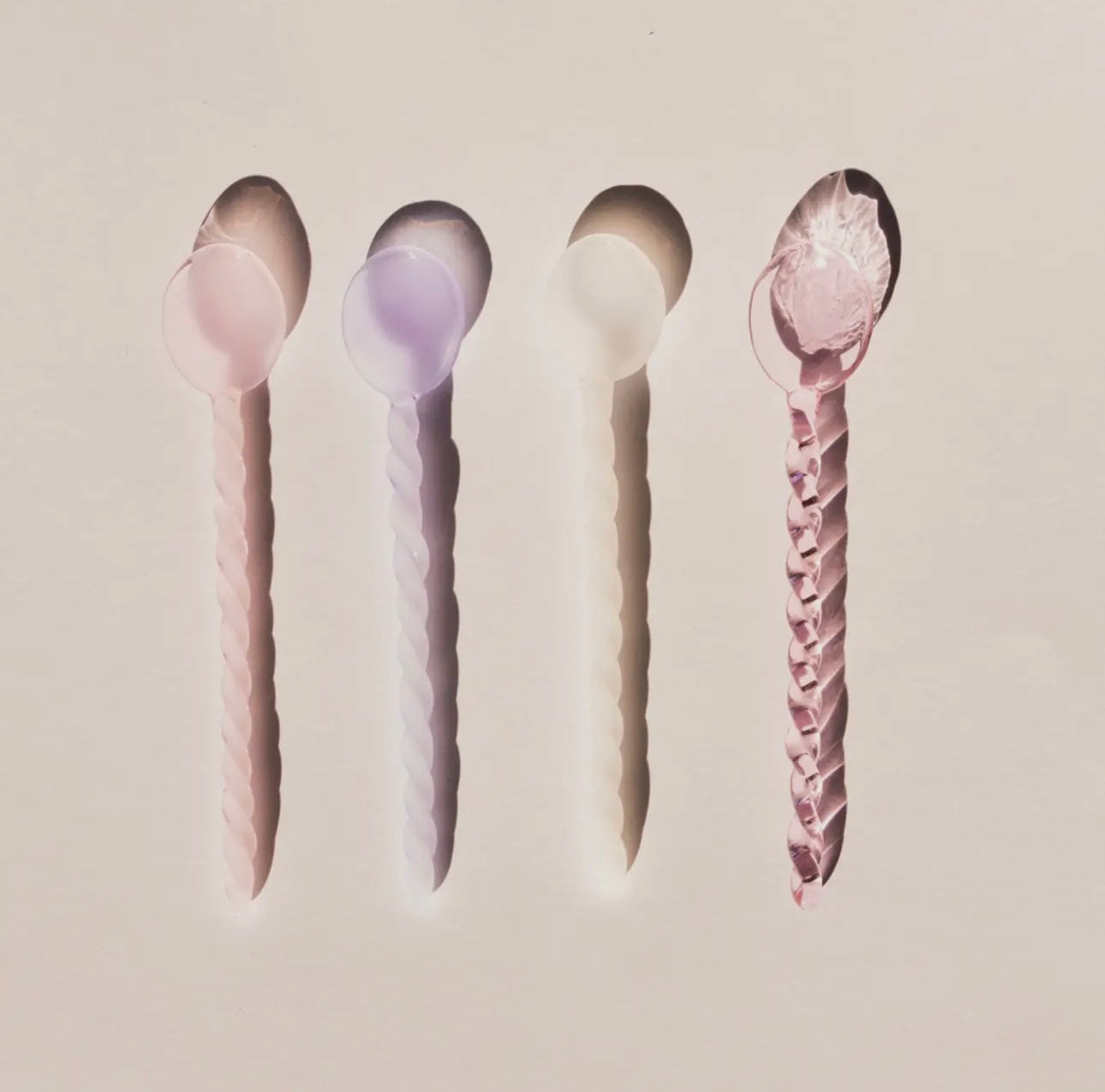 Pastel twisted glass spoons - set of four