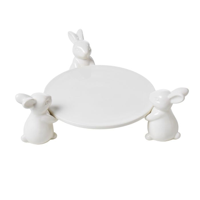 Three bunny ceramic plate