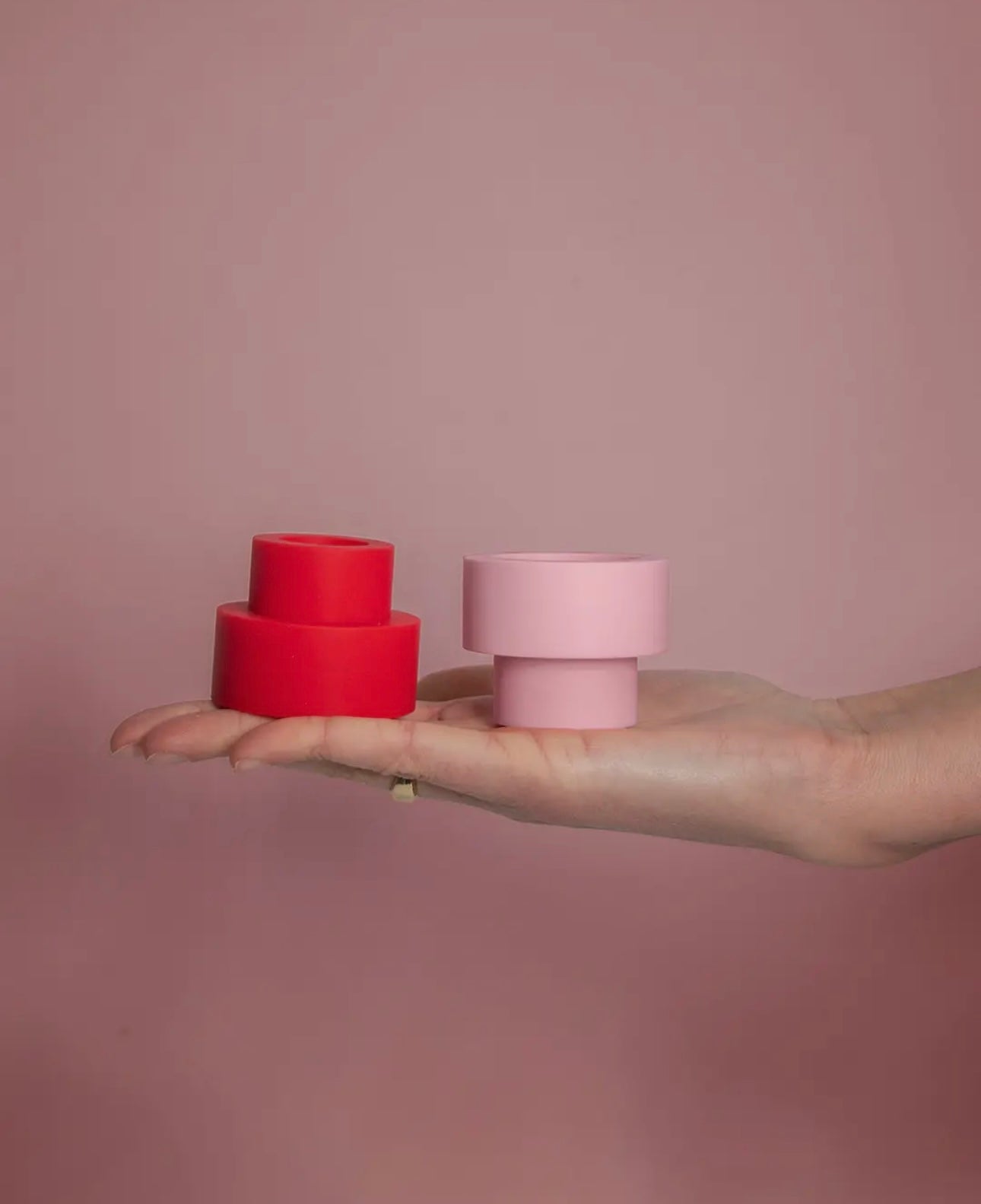Unbreakable silicone candle holder - cherry & blush
