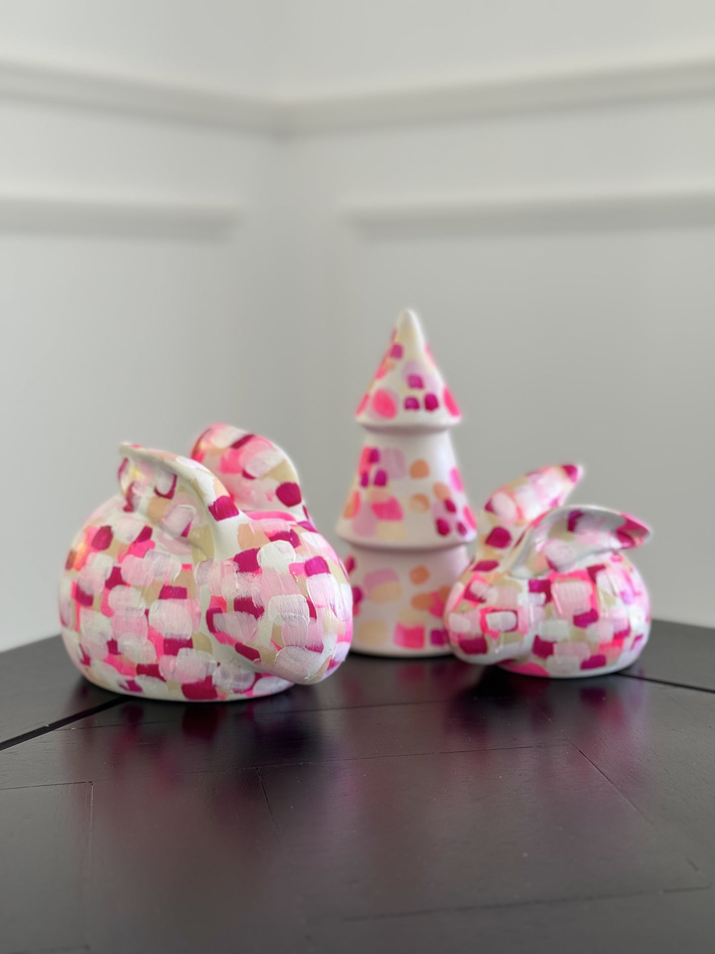 Pink hand-painted bunny - small