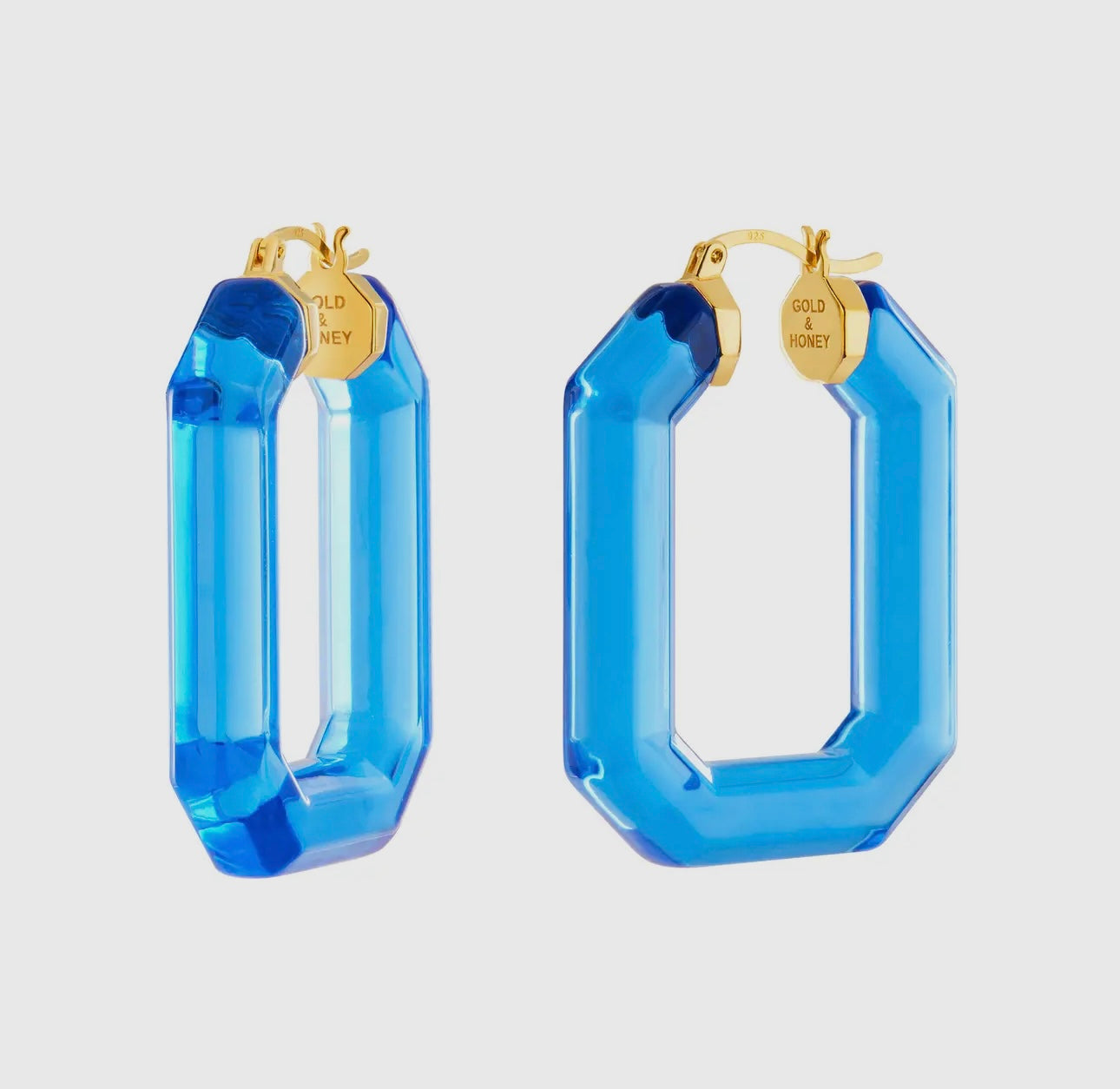 Lucite hoop earrings - blue