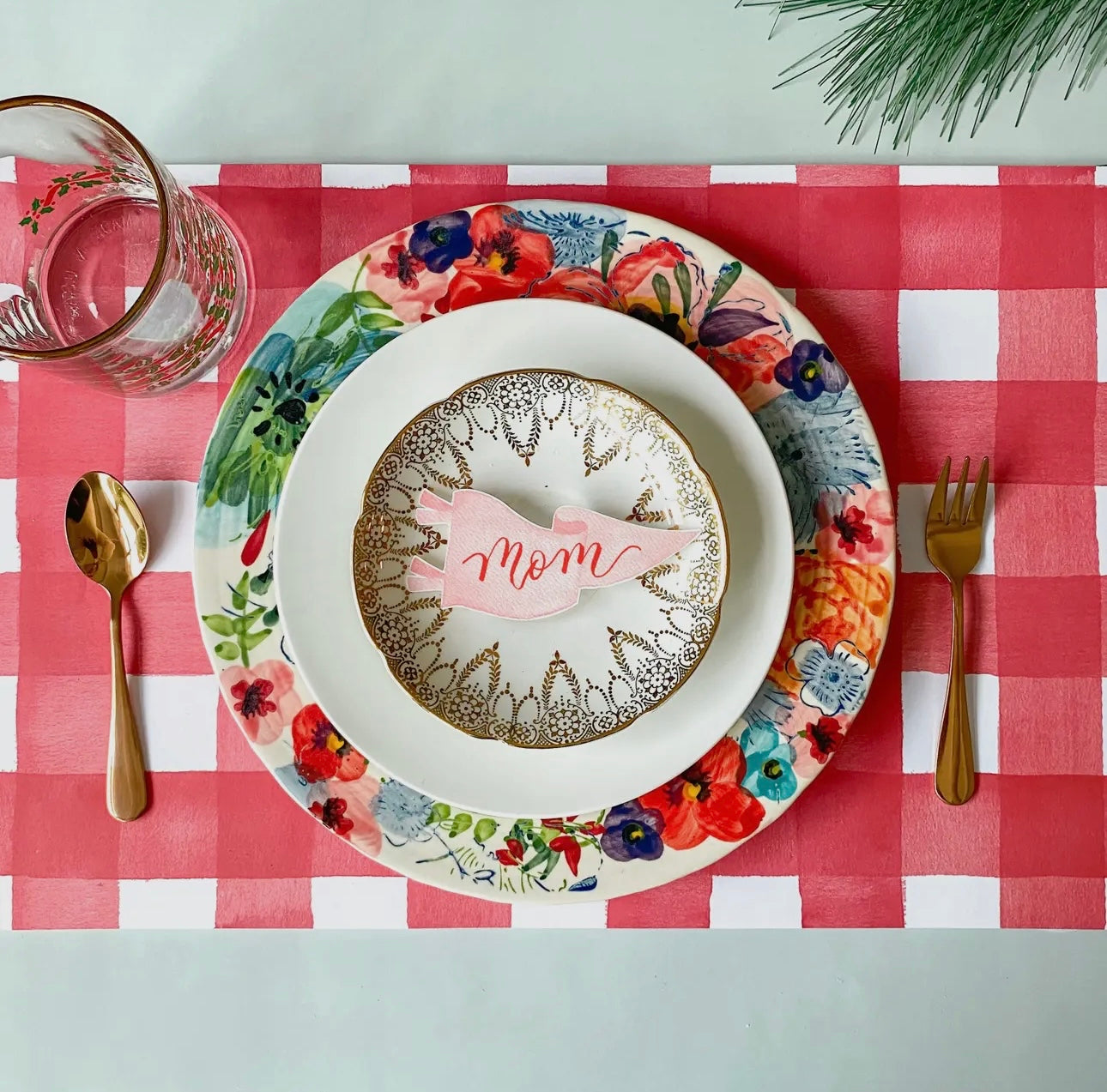 Red gingham placemat pad