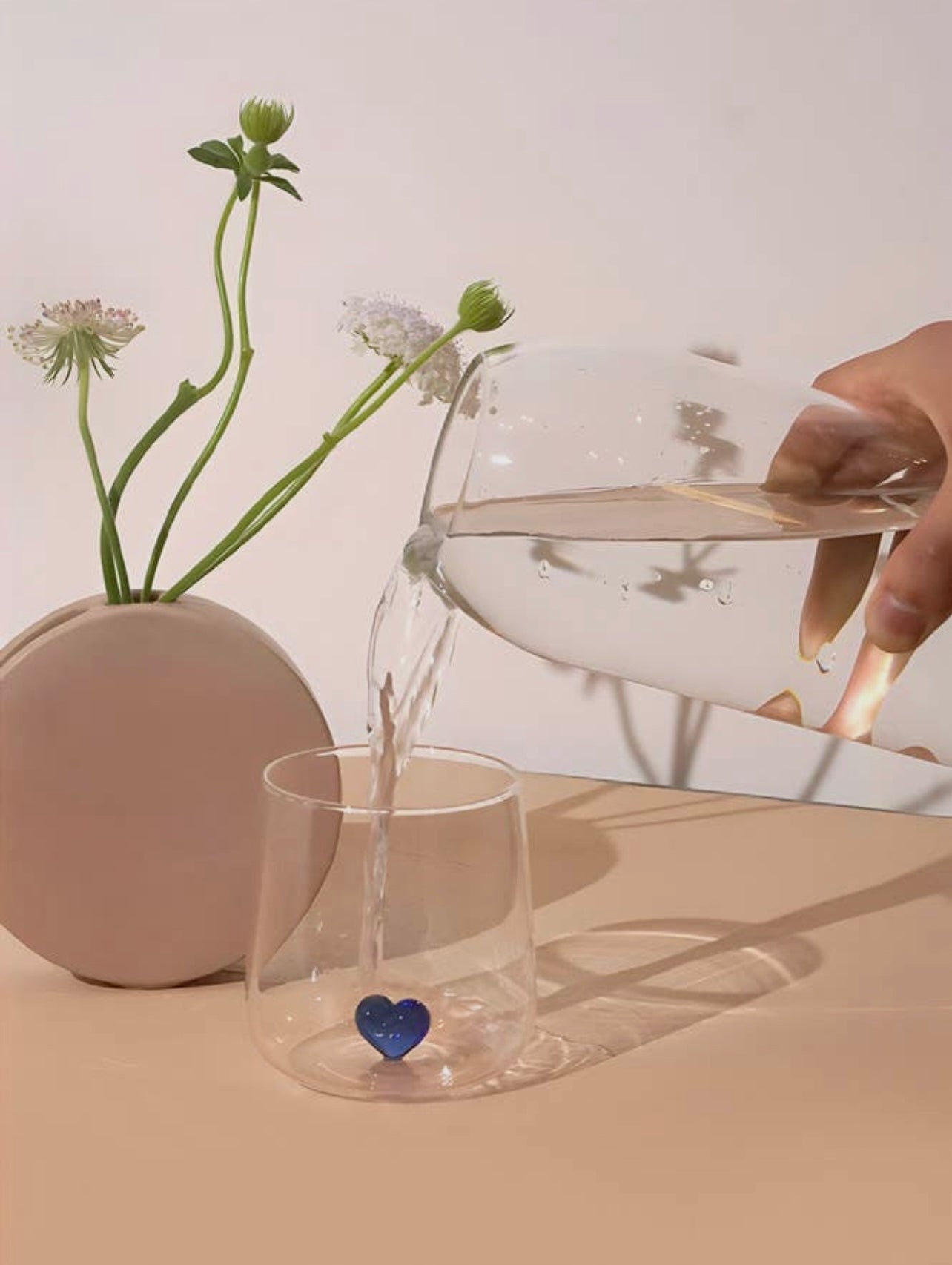 L’Amour glass with blue love heart