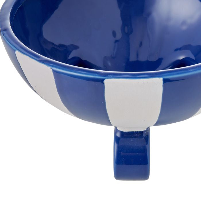 Amalfi blue & white striped footed bowl