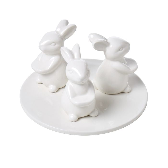 Three bunny ceramic plate