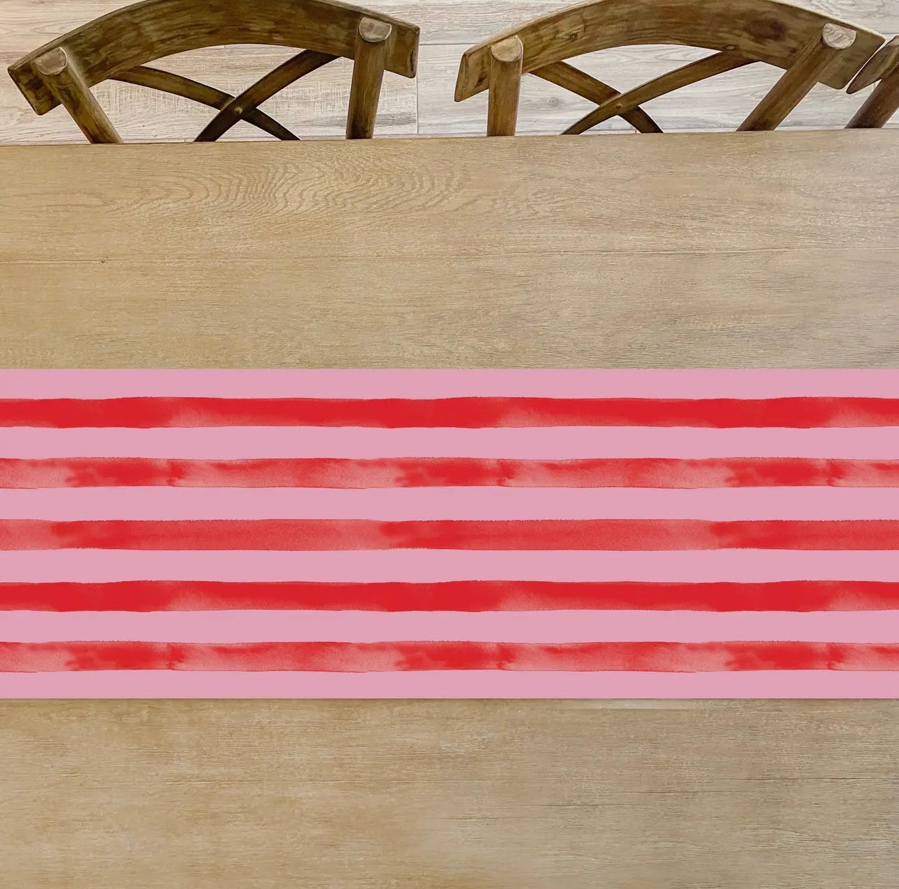 Pink and red stripe table runner
