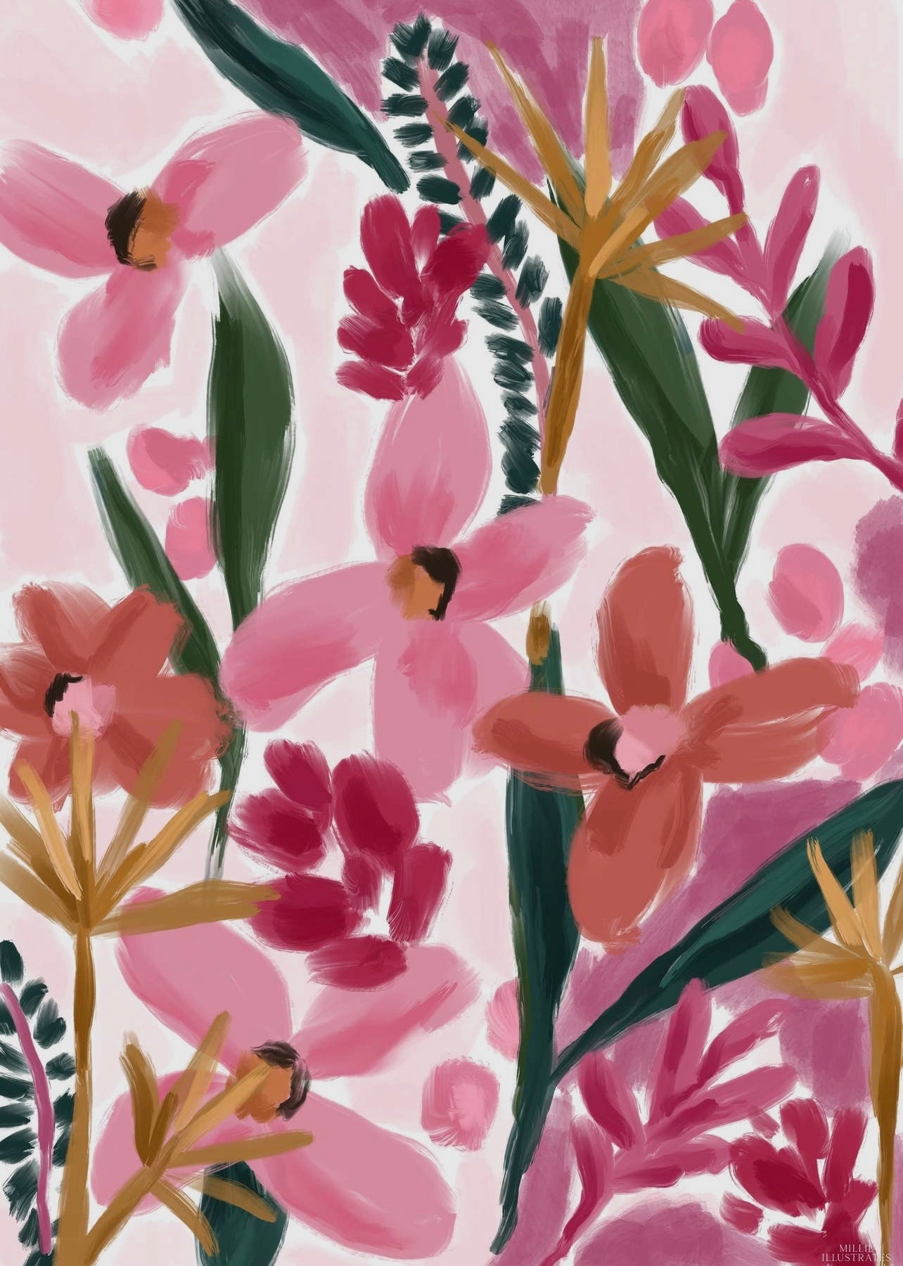 Pink floral print
