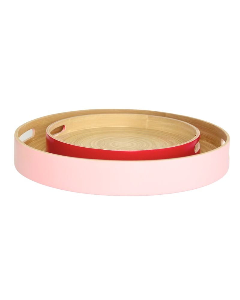 Biodegradable bamboo trays - cherry & blush