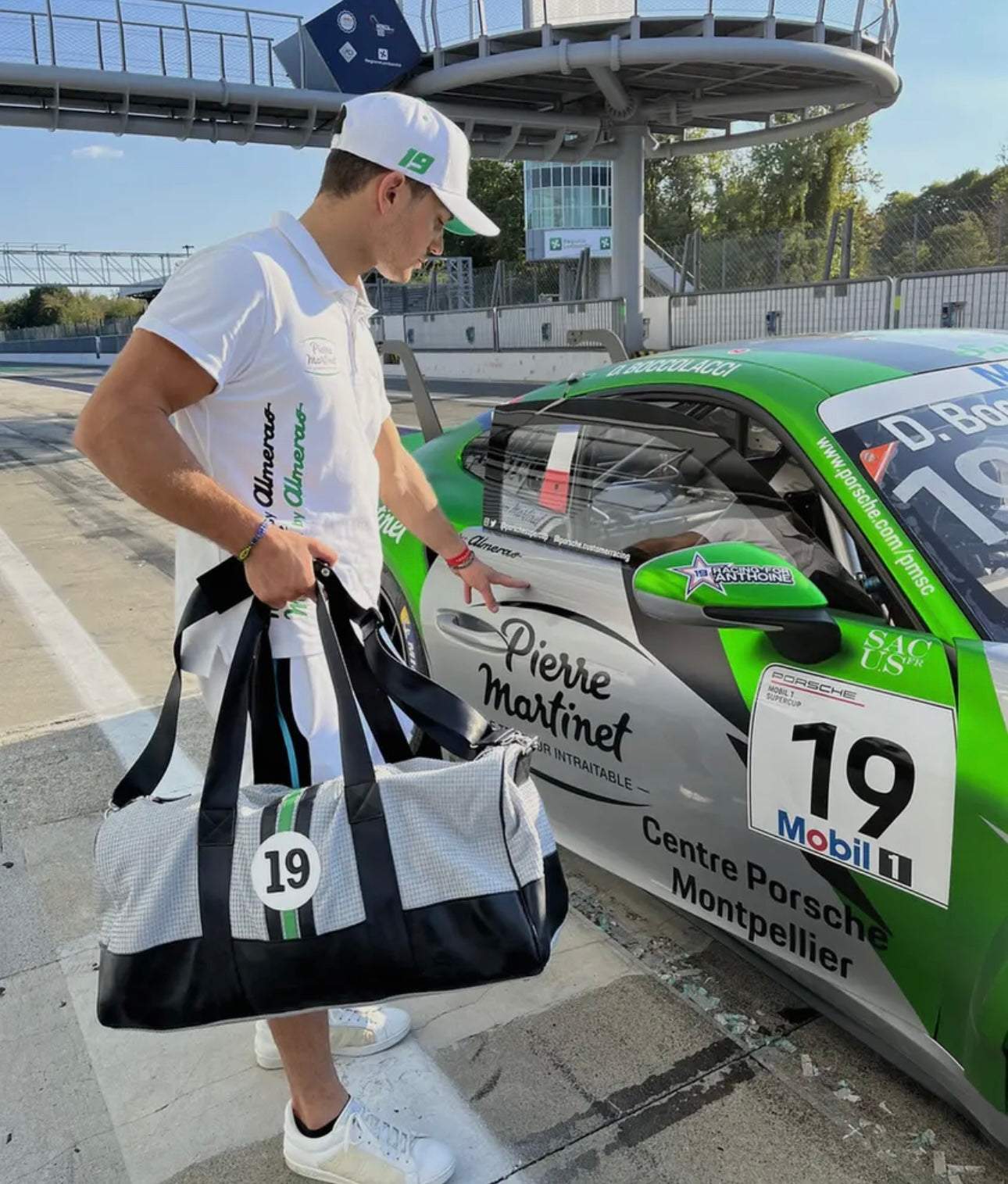 E2R Paris - limited edition travelling bag in up-cycled car fabric and leather