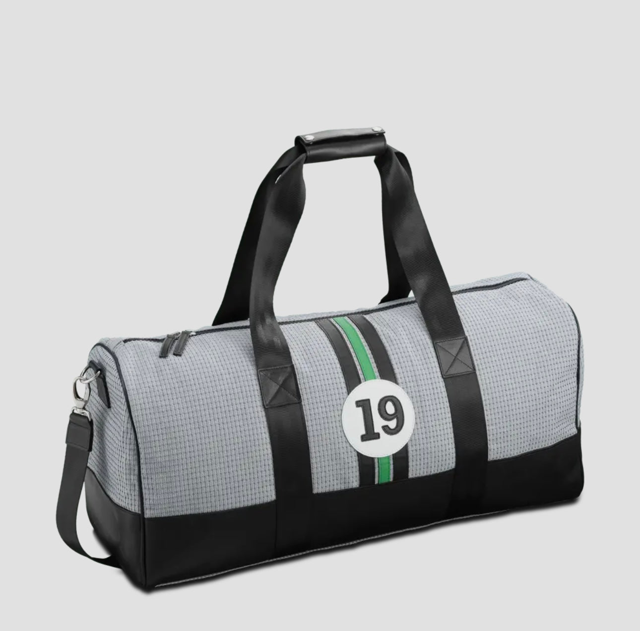 E2R Paris - limited edition travelling bag in up-cycled car fabric and leather