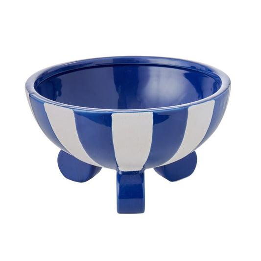 Amalfi blue & white striped footed bowl