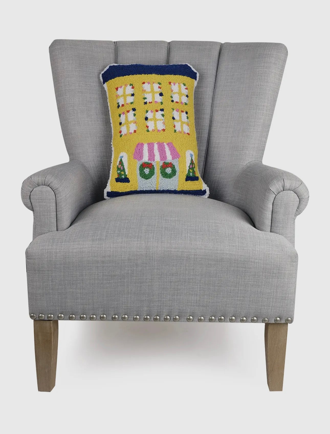Yellow Christmas house hook pillow