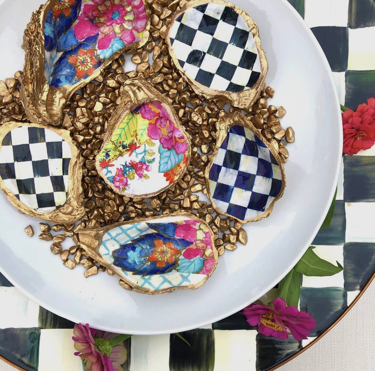 Mackenzie Collection - black & white check oyster shell
