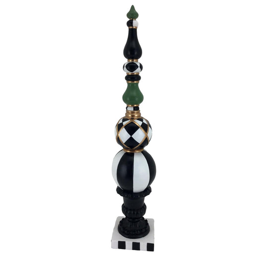 Black, white & green finial
