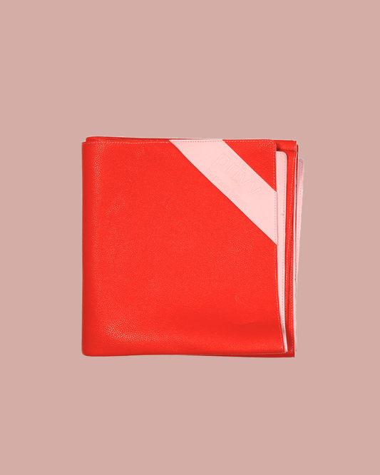 Vegan leather waterproof picnic rug - cherry & blush