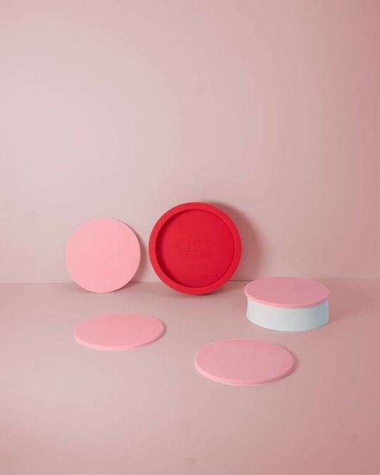 Unbreakable silicone coasters - cherry & blush