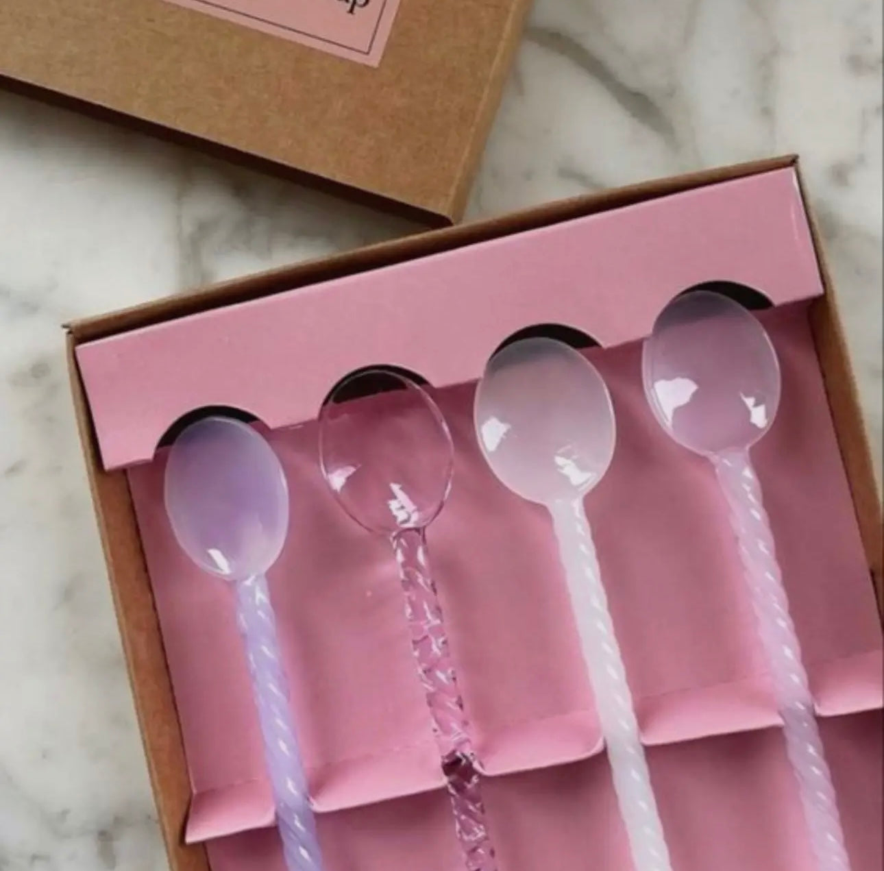 Pastel twisted glass spoons - set of four