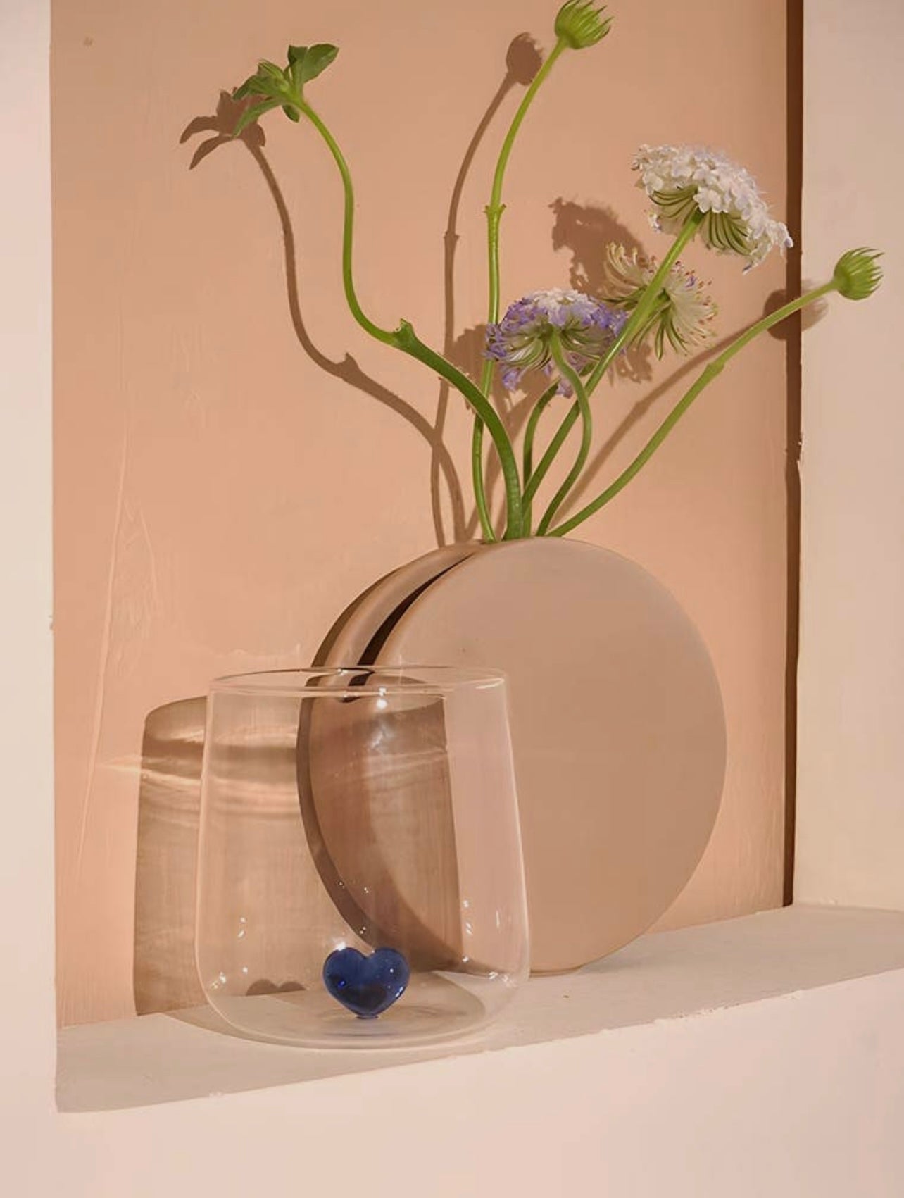 L’Amour glass with blue love heart