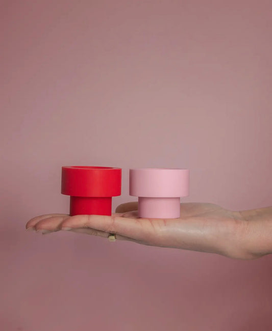 Unbreakable silicone candle holder - cherry & blush