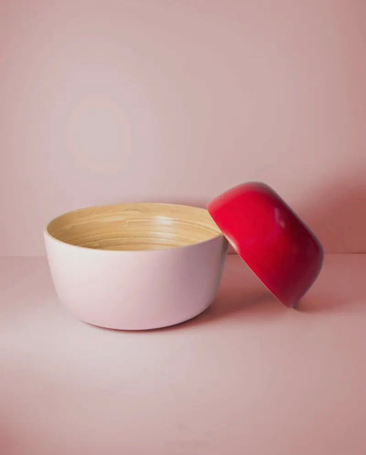 Biodegradable bamboo bowls - cherry & blush