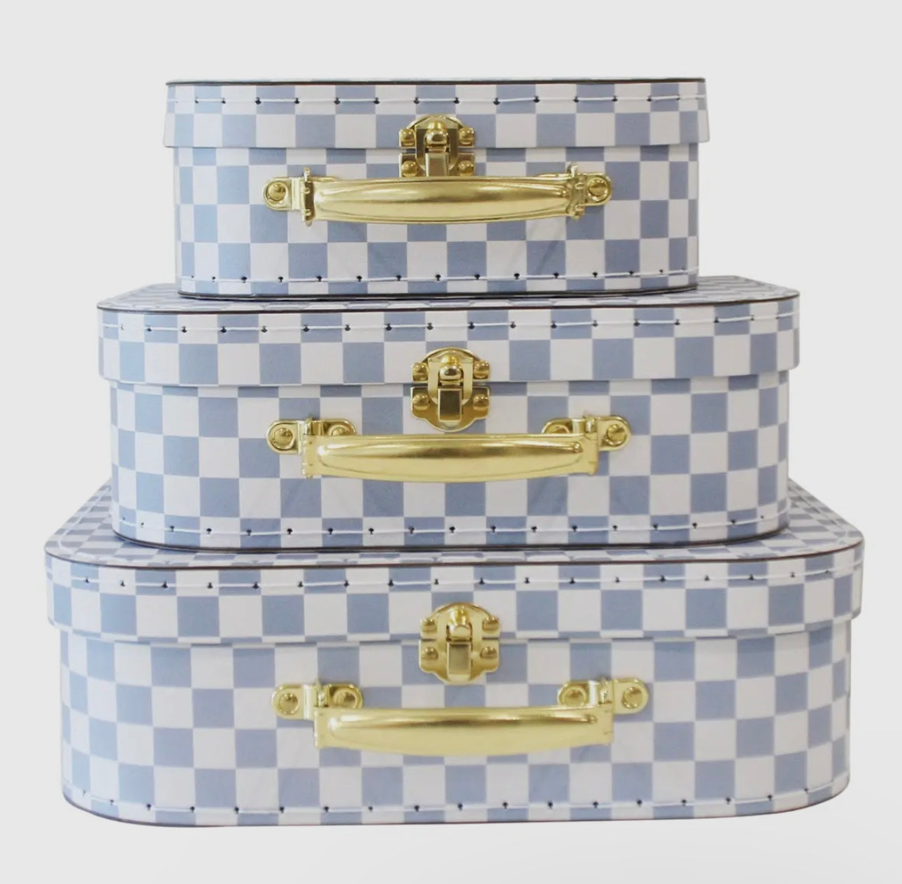 Blue check kids carry case set
