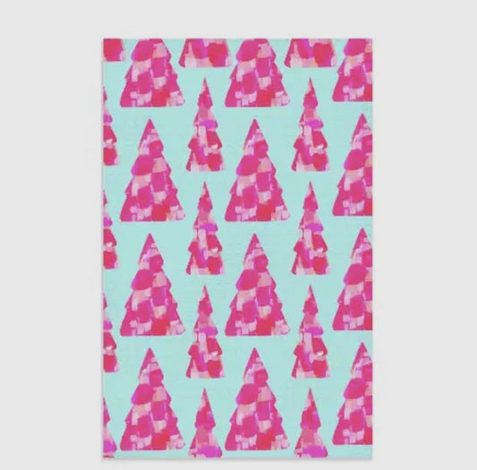 Pink tree tea-towel