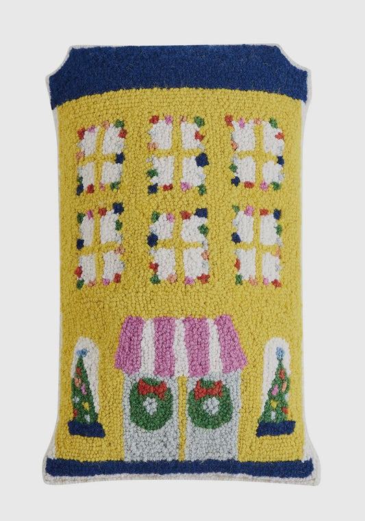 Yellow Christmas house hook pillow