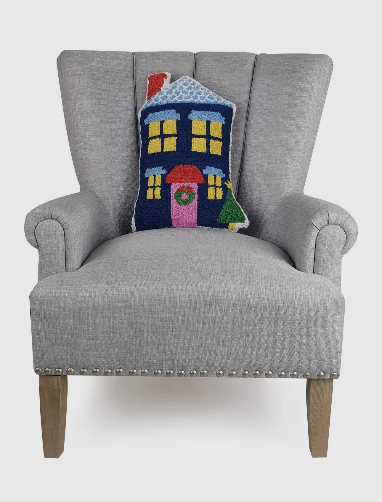 Blue Christmas house hook pillow