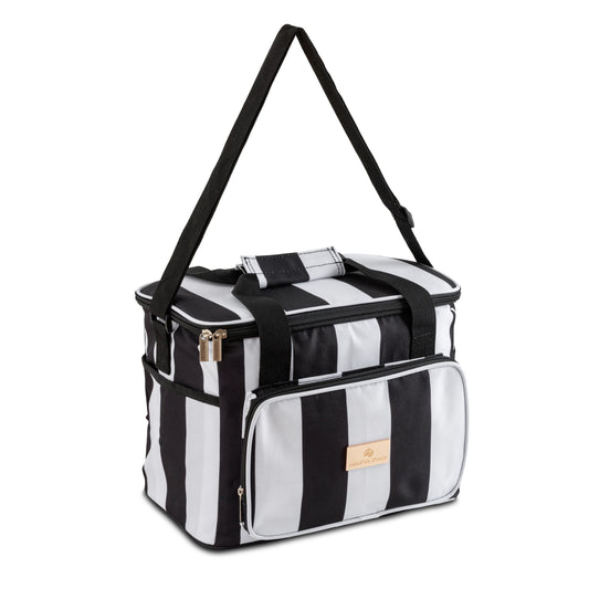 Black & white stripe cooler bag