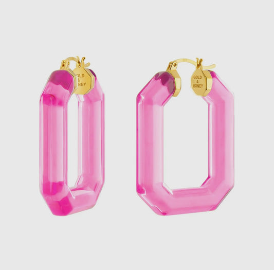 Lucite hoop earrings - pink