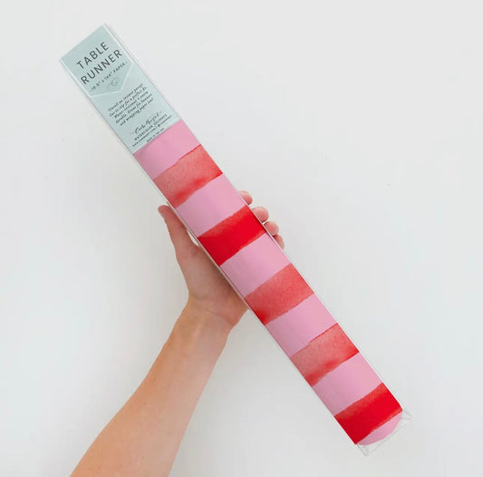 Pink and red stripe table runner