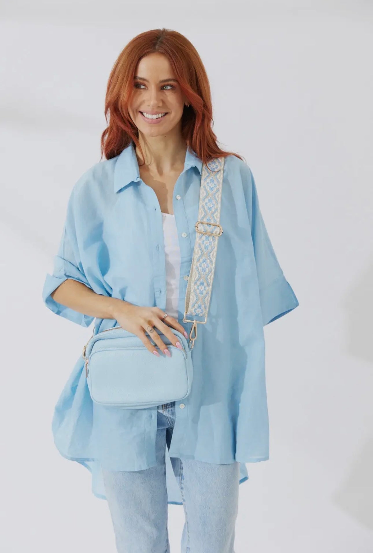 California crossbody bag in vegan leather - light blue